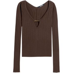 Jacquemus, Dames, Truien, Bruin, Maat: XS Leer,