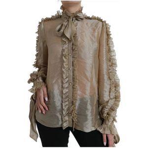 Dolce & Gabbana, Dames, Blouses & Shirts, Geel, Maat: L Zijde,