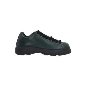 Burberry Donkergroene lage leren sneakers , Green , Heren , Maat: 43 EU