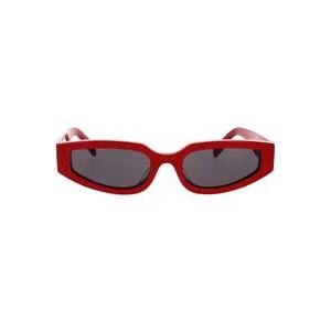 Celine Geometrische zonnebril met rode acetaat montuur en grijze organische lenzen , Red , unisex , Maat: 54 MM