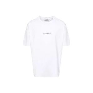 Lanvin Geborduurd Logo Witte T-shirts en Polos , White , Heren , Maat: S