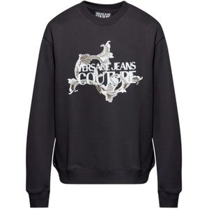 Versace Jeans Couture, Heren, Sweatshirts & Hoodies, Zwart, Maat: L