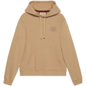 Gucci Beige Katoenen Hoodie met Interlocking G Logo , Beige , Heren , Maat: XL