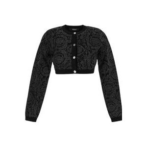 Versace Viscose Cropped Cardigan , Black , Dames , Maat: M