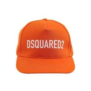 Dsquared2 Organisch Katoenen Logo Pet , Orange , Heren , Maat: ONE Size