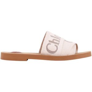 Chloé Beige Linnen Enkellaarzen , Beige , Dames , Maat: 36 EU