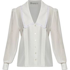 Alessandra Rich, Dames, Blouses & Shirts, Wit, Maat: S Zijde,