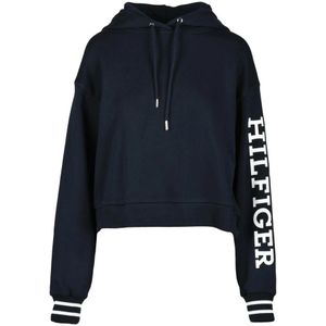 Tommy Hilfiger, Dames, Sweatshirts & Hoodies, Blauw, Maat: M Katoen,