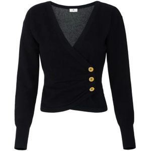 Elisabetta Franchi, Dames, Truien, Zwart, Maat: XS Kasjmier,