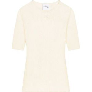 Courrèges, Dames, Truien, Beige, Maat: M Katoen,