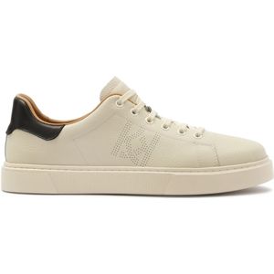 Kazar - Leren Herenschoenen - Beige - Sneakers met Perforaties