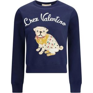 Valentino, Dames, Sweatshirts & Hoodies, Blauw, Maat: M Katoen,