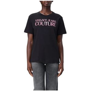 Versace Jeans Couture, Dames, Tops, Zwart, Maat: XL Katoen,
