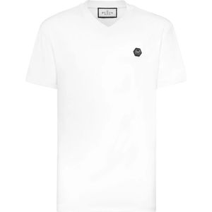 Philipp Plein, Heren, Tops, Wit, Maat: 4XL Katoen,