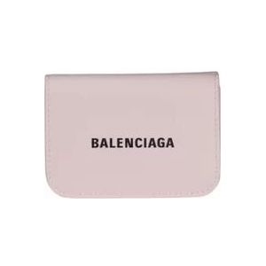 Balenciaga Roze leren mini portemonnee met logo , Pink , Dames , Maat: ONE Size
