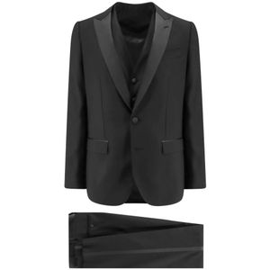 Dolce & Gabbana, Heren, Pakken, Zwart, Maat: L Zijde,