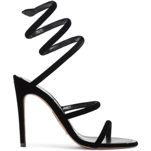René Caovilla Sandalen - René Caovilla Velvet Snake Sandals in zwart