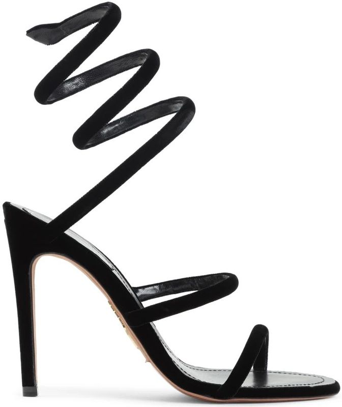 René Caovilla Sandalen - René Caovilla Velvet Snake Sandals in zwart