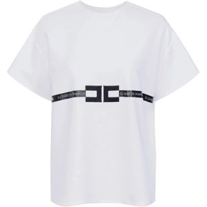 Elisabetta Franchi, Dames, Tops, Wit, Maat: M Jersey,