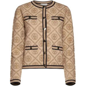 Tory Burch, Dames, Truien, Bruin, Maat: L Katoen,