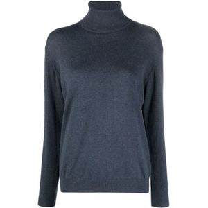 Brunello Cucinelli, Dames, Truien, Blauw, Maat: M Kasjmier,