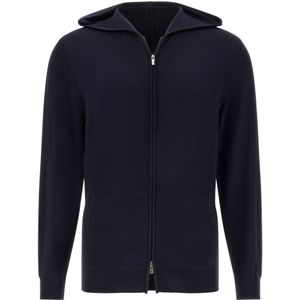 Boggi Milano - Gebreid Vest - Marine - Met Capuchon