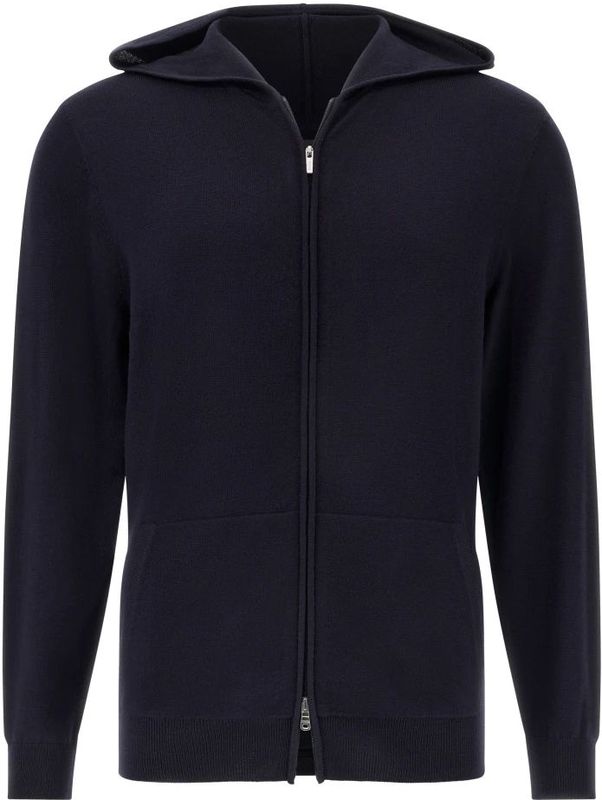 Boggi Milano - Gebreid Vest - Marine - Met Capuchon