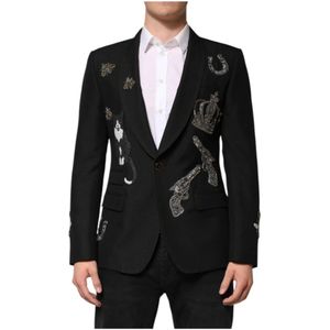 Dolce & Gabbana, Heren, Jassen, Zwart, Maat: L Mohair,