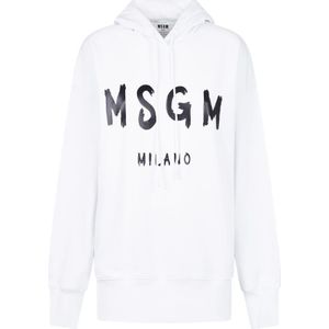 Msgm, Dames, Sweatshirts & Hoodies, Wit, Maat: XS Katoen,