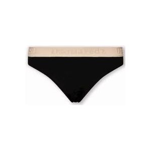 Dsquared2 Katoenen Bikini Onderstuk, Stijlvolle Strandkleding , Black , Dames , Maat: 2XL