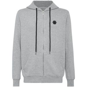 Philipp Plein, Heren, Sweatshirts & Hoodies, Grijs, Maat: 2XL Katoen,