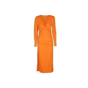 Ganni Elegante Midi Jurk voor Vrouwen , Orange , Dames , Maat: S