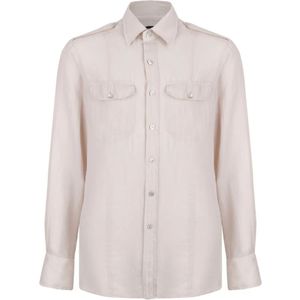 Tom Ford, Heren, Overhemden, Beige, Maat: 2XL Katoen,