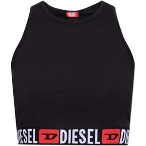 Diesel, Dames, Tops, Zwart, Maat: L Katoen,