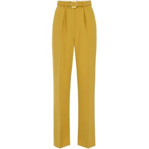 Elisabetta Franchi, Dames, Broeken, Geel, Maat: L Poliester,