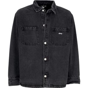 Obey, Heren, Jassen, Zwart, Maat: L Katoen,