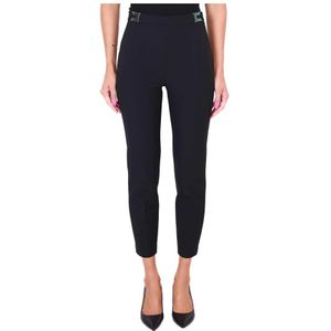 Elisabetta Franchi, Dames, Broeken, Zwart, Maat: XL Poliester,