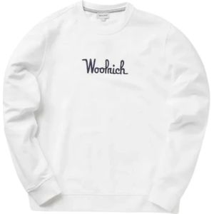Woolrich, Heren, Sweatshirts & Hoodies, Wit, Maat: XL Katoen,