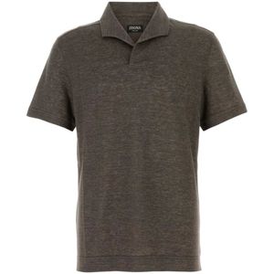 Zegna, Heren, Tops, Bruin, Maat: XL Linnen,