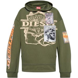 Diesel, Heren, Sweatshirts & Hoodies, Groen, Maat: XL Katoen,