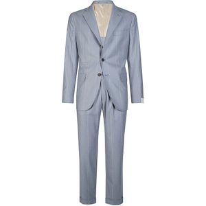 Eleventy, Heren, Pakken, Blauw, Maat: S Zijde,