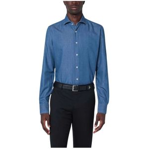 Xacus, Heren, Overhemden, Blauw, Maat: M Katoen,