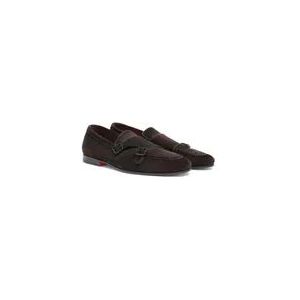 Santoni Bruine Suède Dubbele Gesp Loafer , Brown , Heren , Maat: 43 1/2 EU