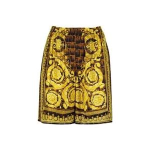 Versace Zijden Baroccodile Print Elastische Taille Shorts , Multicolor , Heren , Maat: M