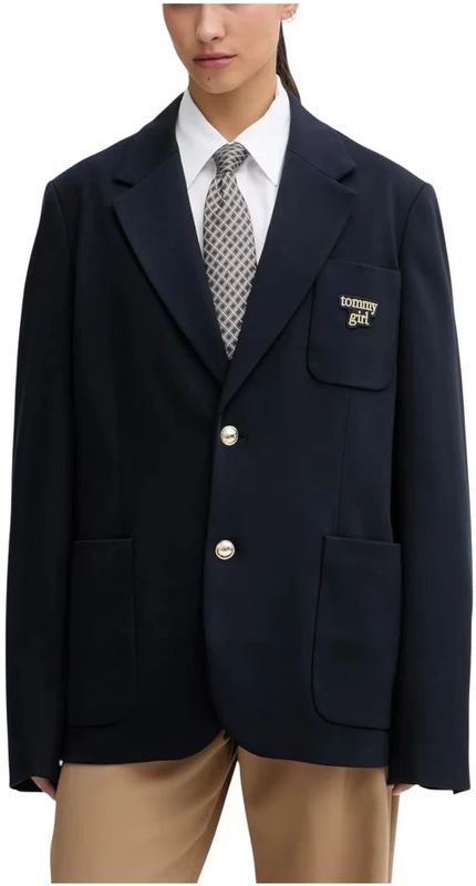 Tommy Jeans, Dames, Jassen, Blauw, Maat: XS Jersey,