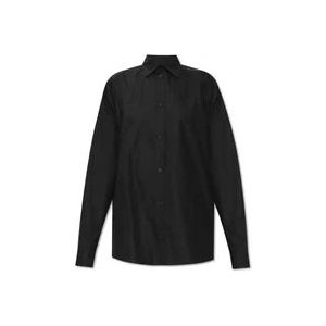Balenciaga Katoenen shirt met kristallen logo , Black , Dames , Maat: M