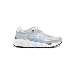 Premiata Zilveren Leren en Technische Stof Sneakers , Gray , Dames , Maat: 40 EU