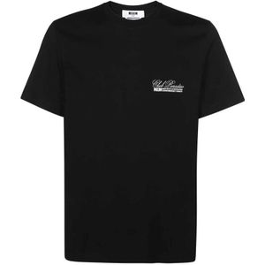 Msgm, Heren, Tops, Zwart, Maat: M Katoen,