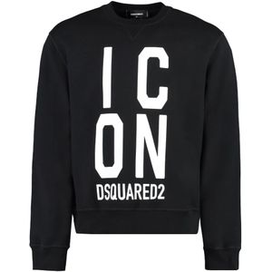 Dsquared2 Katoenen Sweatshirt Cool Fit Geribbelde Stijl , Black , Heren , Maat: 2XL