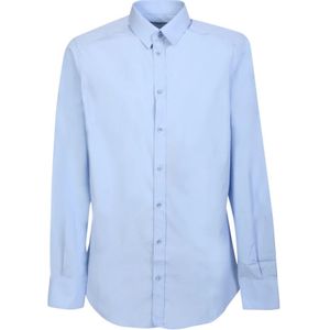 Dolce & Gabbana, Heren, Overhemden, Blauw, Maat: 3XS Katoen,
